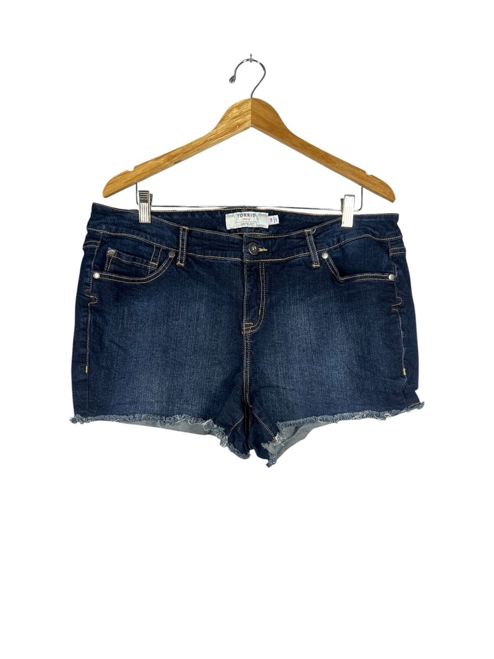Torrid Dark Wash Cutoff Mini Shorts 18